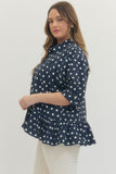 Laney Polka Dot Ruffle Top-Curvy