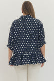 Laney Polka Dot Ruffle Top-Curvy