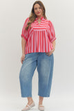 Anne Stripe V-Neck Curvy Top