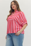 Anne Stripe V-Neck Curvy Top