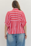 Anne Stripe V-Neck Curvy Top