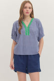 Jamie Gingham Top-Blue