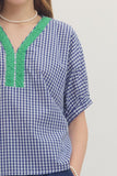 Jamie Gingham Top-Blue