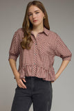 Faith Gingham Elbow Sleeve Top