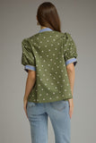 Brylee Button Puff Sleeve Curvy Top
