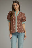 Brylee Button Puff Sleeve Top