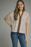 Trin Ruffle Neck Puff Sleeve Top