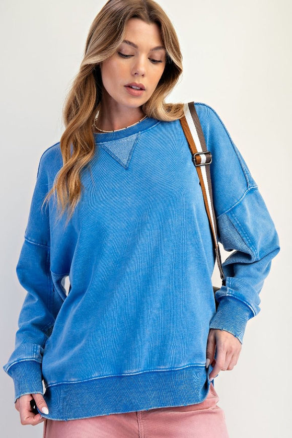 Reagan Mineral Washed Blue Pullover