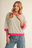 Darlene Stripe 3/4 Sweatshsirt