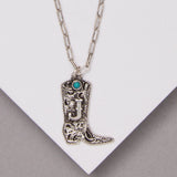 Western Initial Boot Pendant Necklace