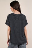Joey Ribbed Knit Top-Charcoal
