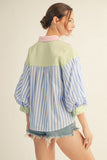 Raegan Stripe Mix-Match Button Top