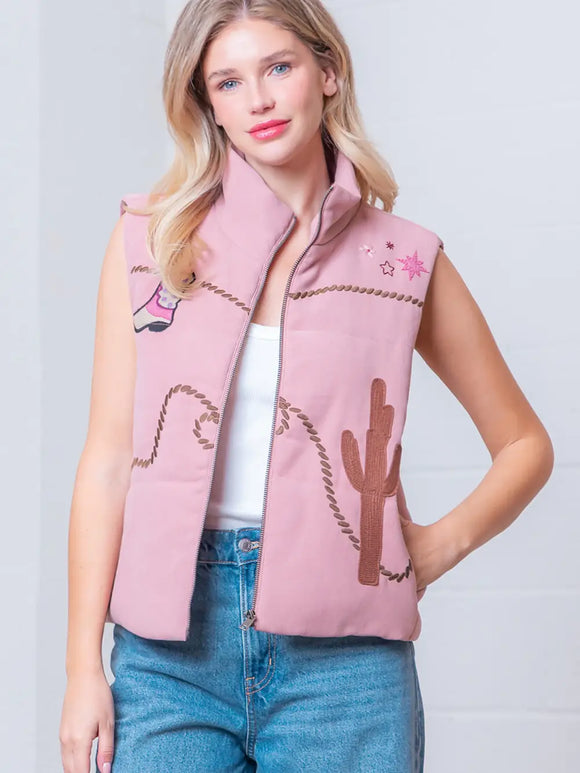 Western Embroidery Woven Vest