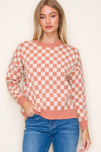 Bionka Checkerdboard Sweater-Blush