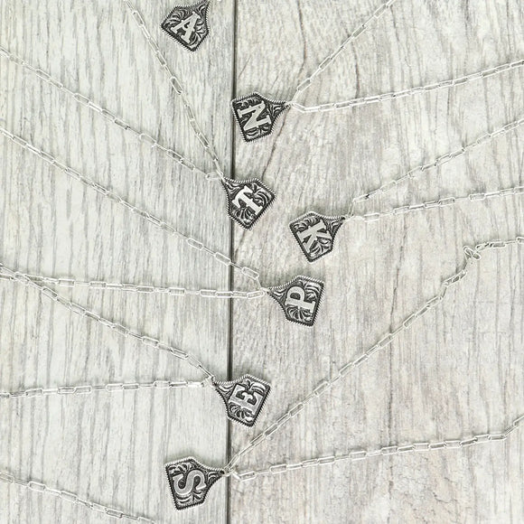 Western Initial Cattle Tag Necklace