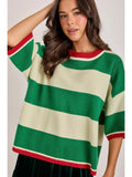 Holiday Christmas Wide Stripe Top