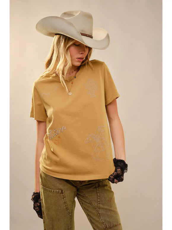 Cate Western Embroidery T-Shirt