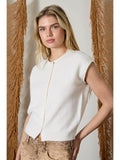 Emery Raw Edge Sleeveless Cardigan