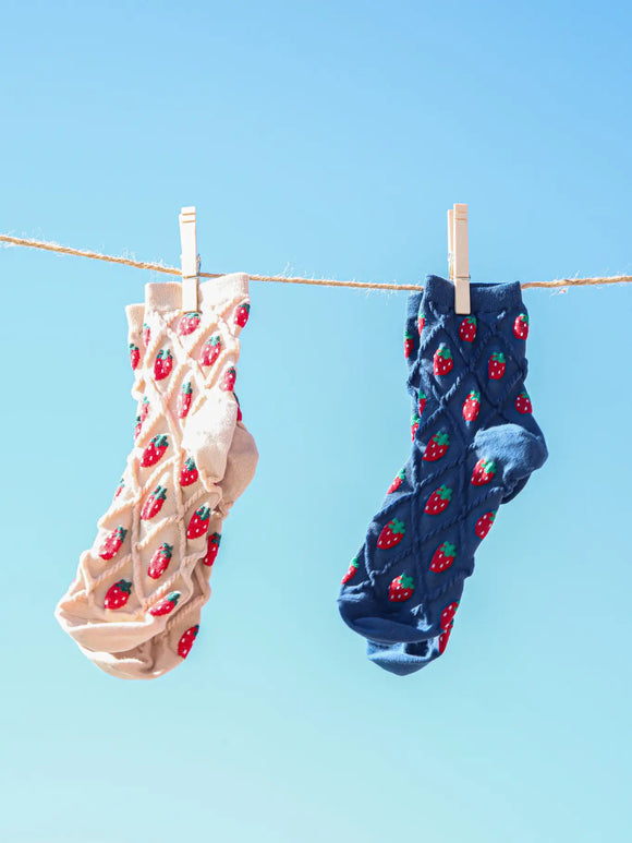 Strawberry Printed Crew Socks