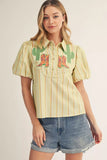 Cassie Striped Western Embroidery Top
