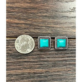 Square Turquoise Stud Earrings