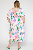 Kennedy Puff Sleeve Midi Dress-Lavender-Plus