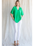 Jayce V-Neck Puff Sleeve Top-Kelly Green