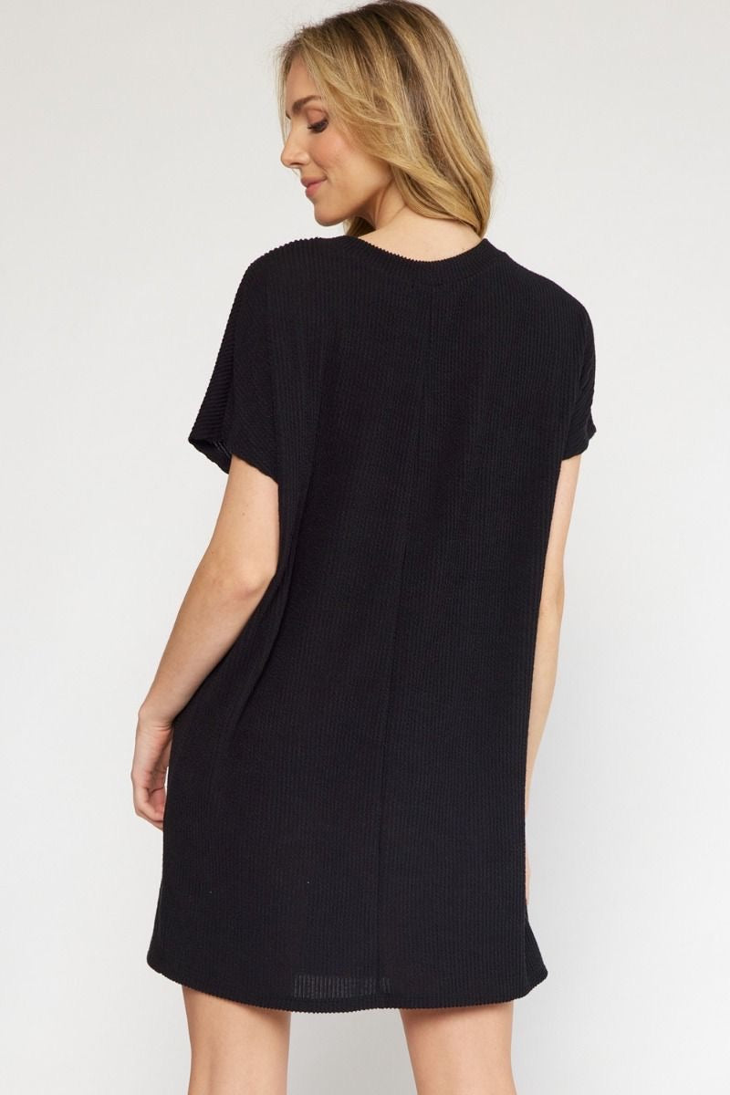 Brendley Ribbed Mini Dress-Black Missy's Boutique Brendley Ribbed Mini Dress-Black Missy's Boutique