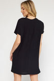 Brendley Ribbed Mini Dress-Black