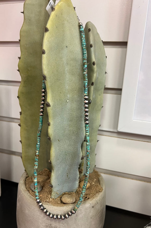 Turquoise Heishi & Navajo Pearl Necklace