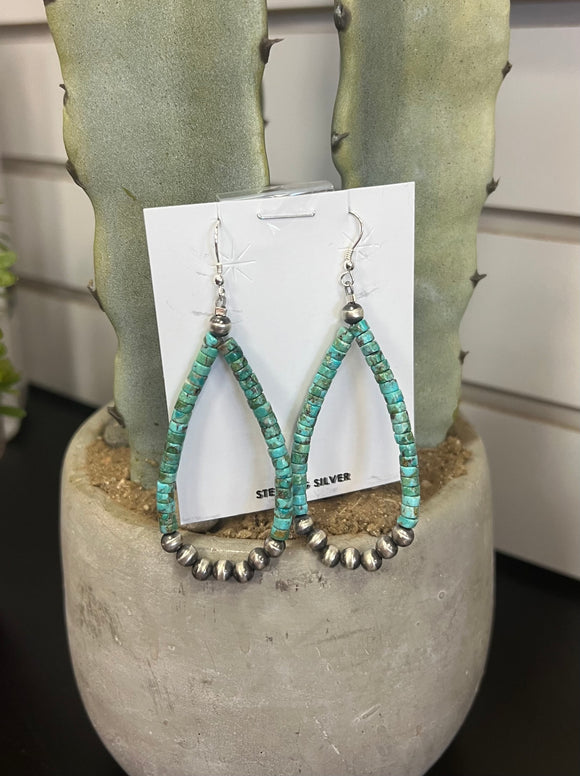 Sierra Turquoise Heishi Navajo Earrings