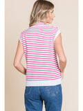 Everlee Striped Knit Vest-Pink