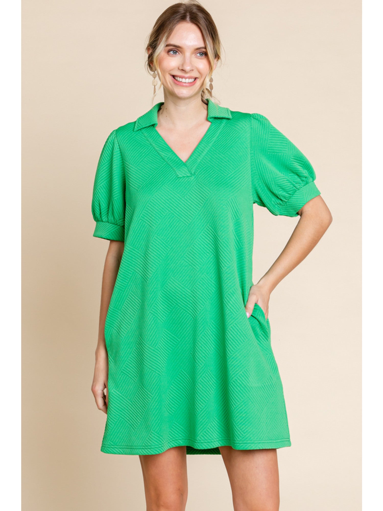 Bella Textured Dress-Green Missy's Boutique Bella Textured Dress-Green Missy's Boutique