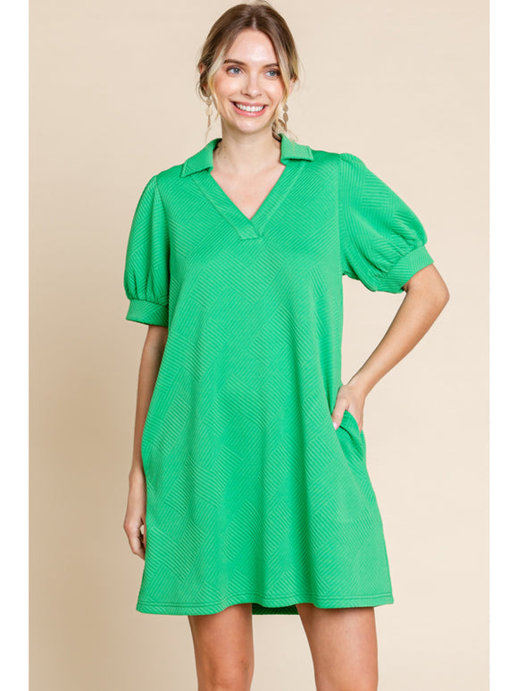 Bella Textured Dress-Green