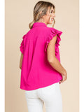 Skye Solid Ruffle Top-Hot Pink