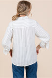Jolene Striped Linen Top-White