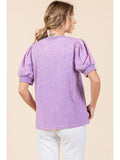 Eden Solid Puff Sleeve Top-Lavender