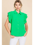 Skye Solid Ruffle Top-Kelly Green