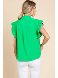 Skye Solid Ruffle Top-Kelly Green