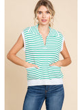 Everlee Striped Knit Vest-Green