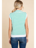 Everlee Striped Knit Vest-Green