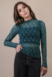 High Neck Fitted Lace Top