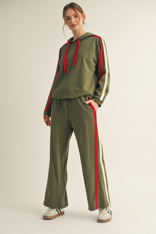Blair Contrast Accent Casual Hoodie Set