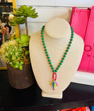 Glass Bead Necklace with Charms