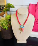 Glass Bead Necklace with Charms