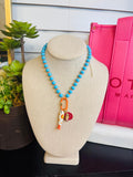 Glass Bead Necklace with Charms