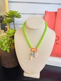 Glass Bead Necklace with Charms