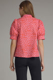 Pink Leopard Ruffle Neck Top