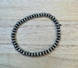 6mm Rondelle Silver Plated Copper Pearl Stretch Bracelet