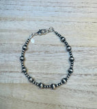 3/6mm Silver Plated Copper Pearl Clasp Bracelet